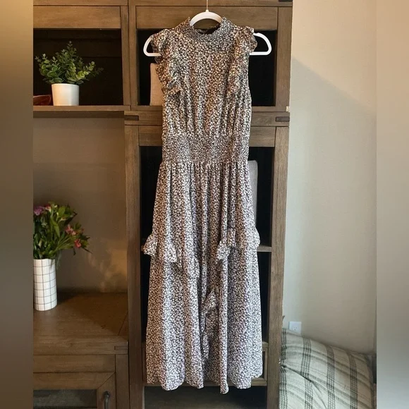 NWOT Lulus: Evalina Black Floral Print Mock Neck Maxi Dress Large - Picture 6 of 12